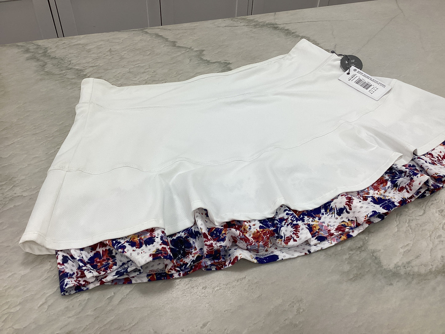 LIJA womens white flounce tennis skort w/floral ruffle hem