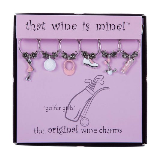 6-Piece Golfer Girls Painted Wine Charms