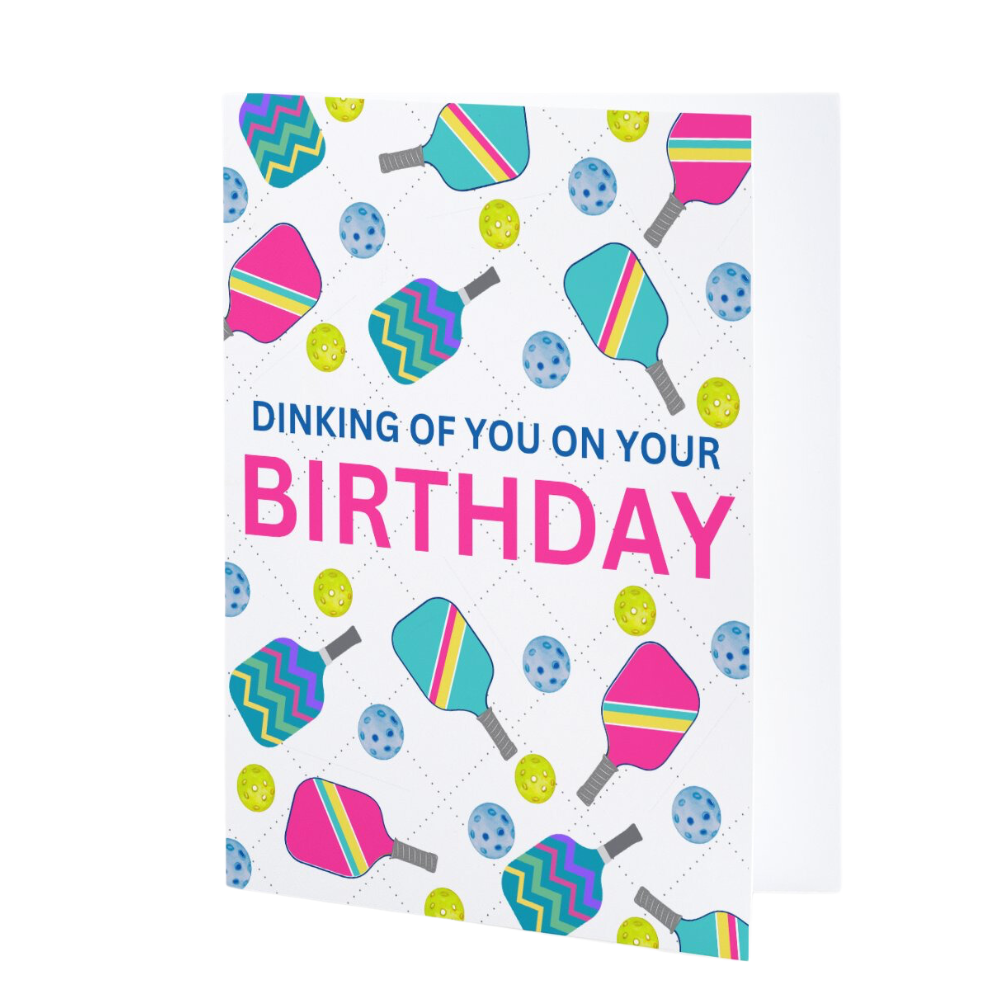 Pickleball Birthday Card - Dinking Of You (blue)