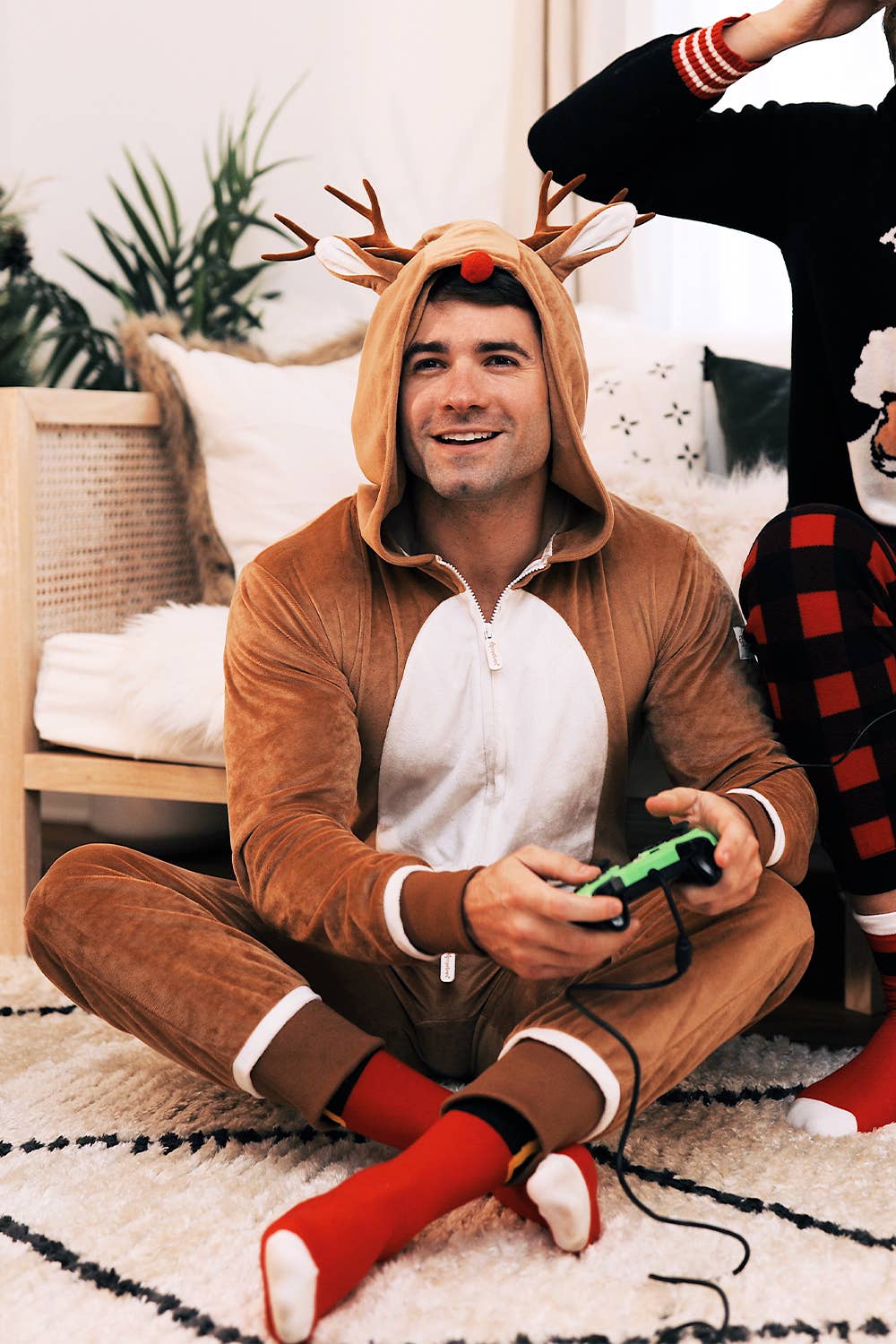 Unisex Reindeer Christmas Jumpsuit: L