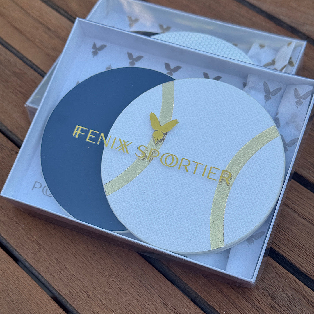 Serve in Style Coasters - White Tennis & Navy