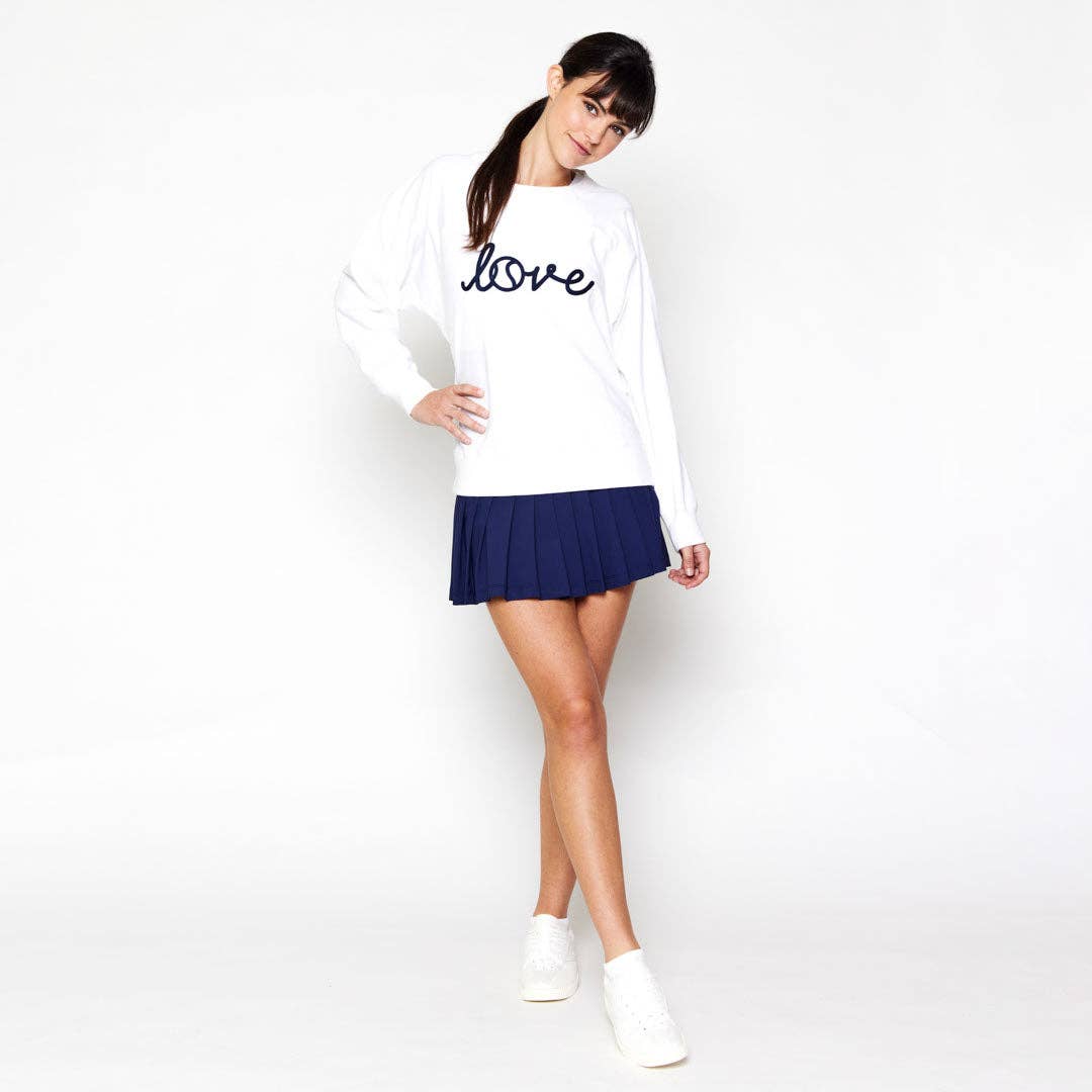 Women's Love All Sweatshirt: Love Stitched White
