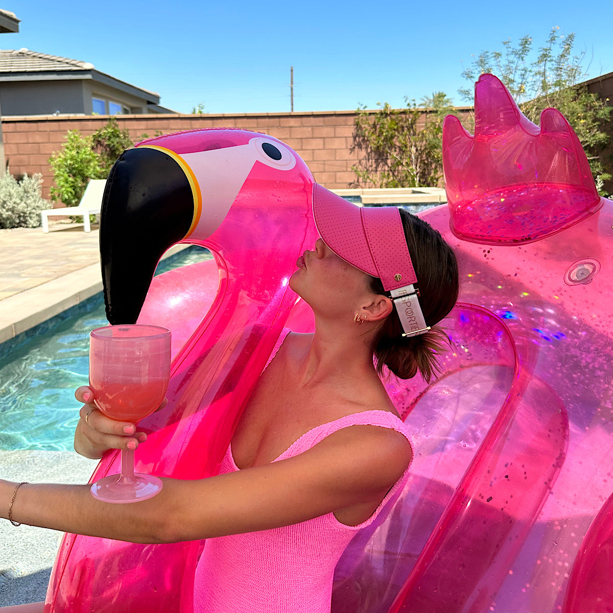 The Leather Visor - Flamingo Pink & Gold