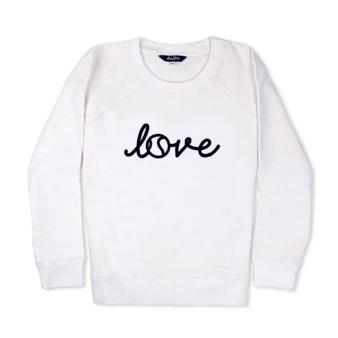 Women's Love All Sweatshirt: Love Stitched White