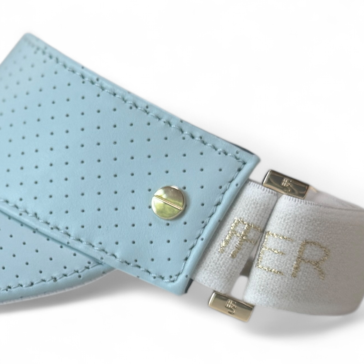 The Leather Visor - Bleu Ciel & Gold