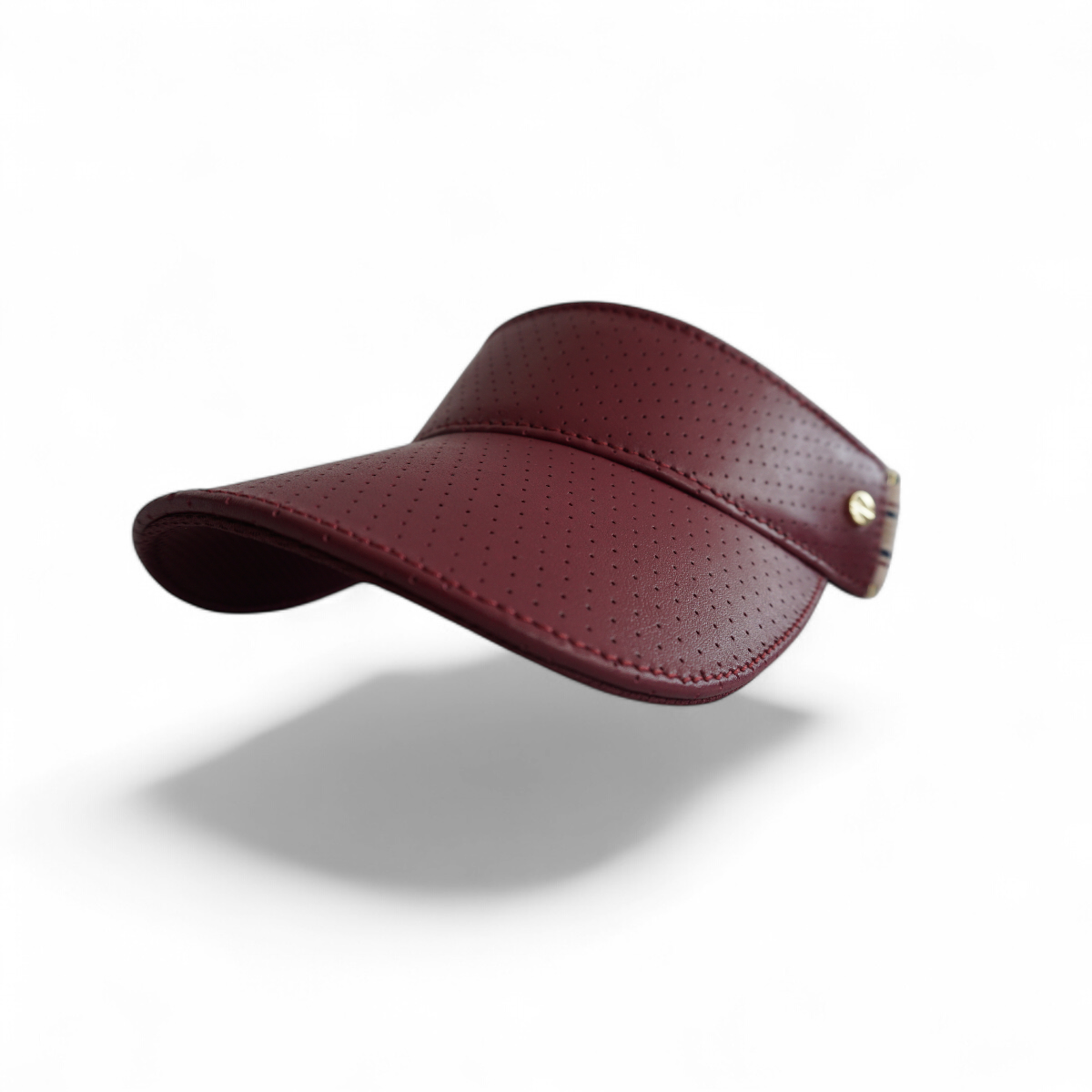 The Leather Visor - Crimson, Varsity Striped Elastic & Gold