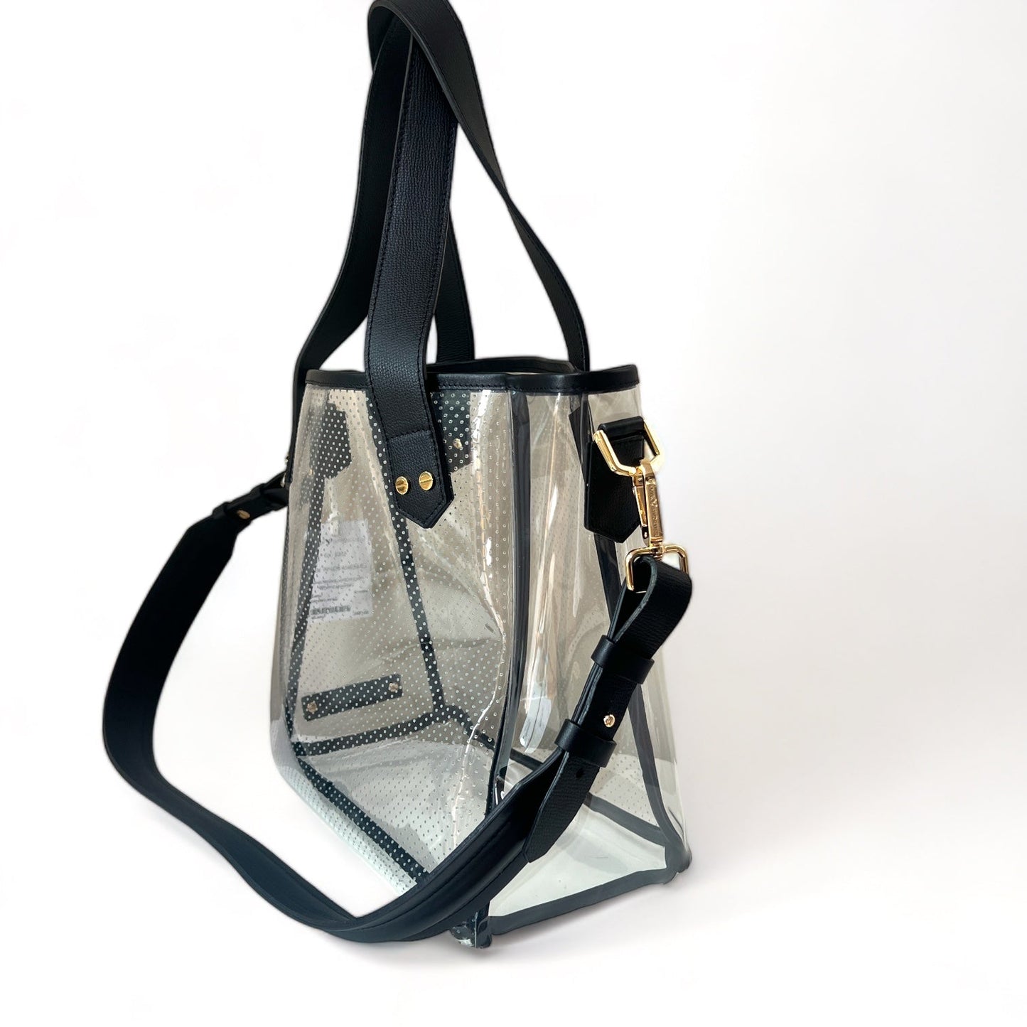 Gameday Bag - Black Leather / Clear PVC / Gold Hardware