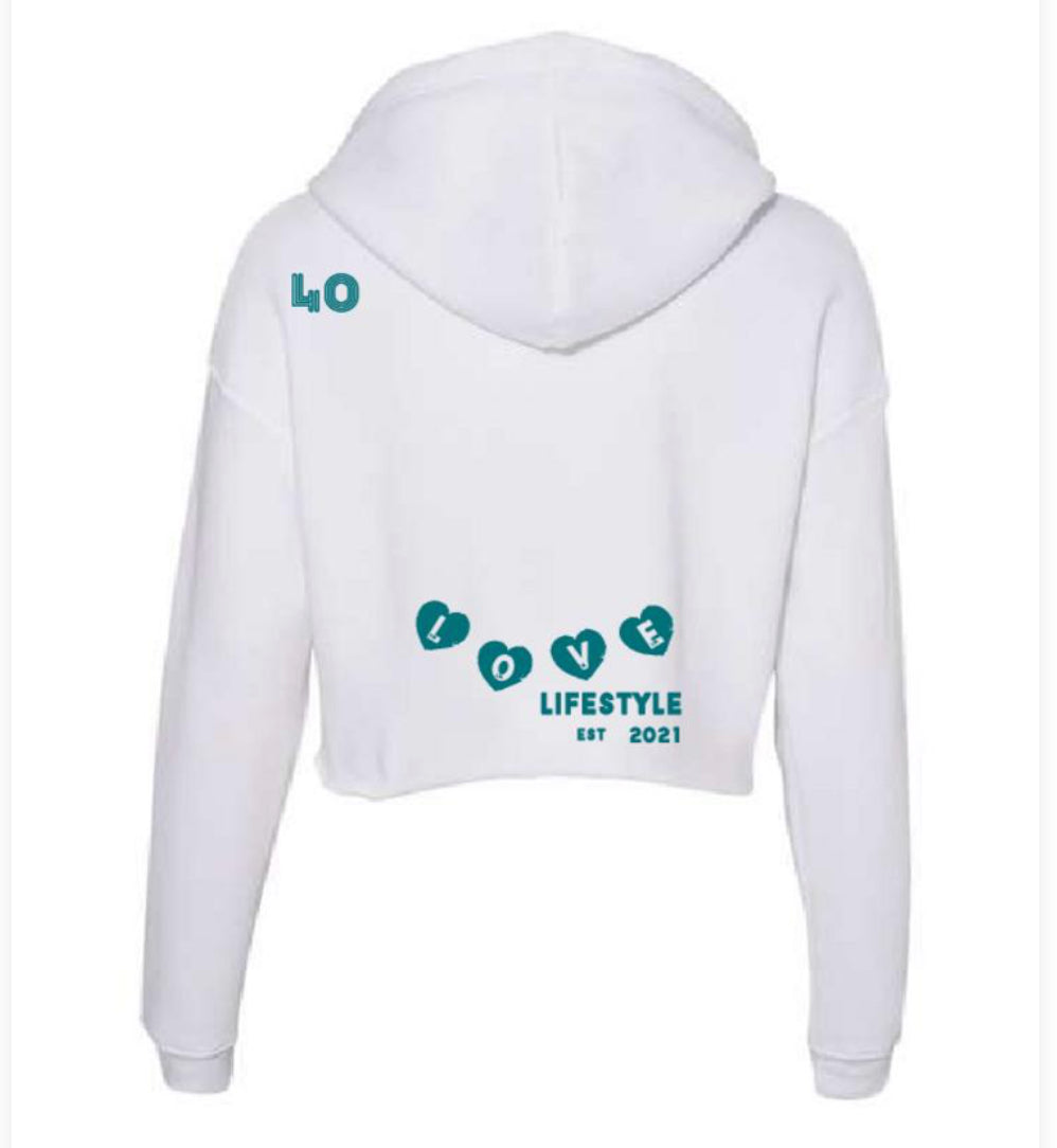 40 Love Ladies Cropped Long Sleeve Hoodie T-Shirt