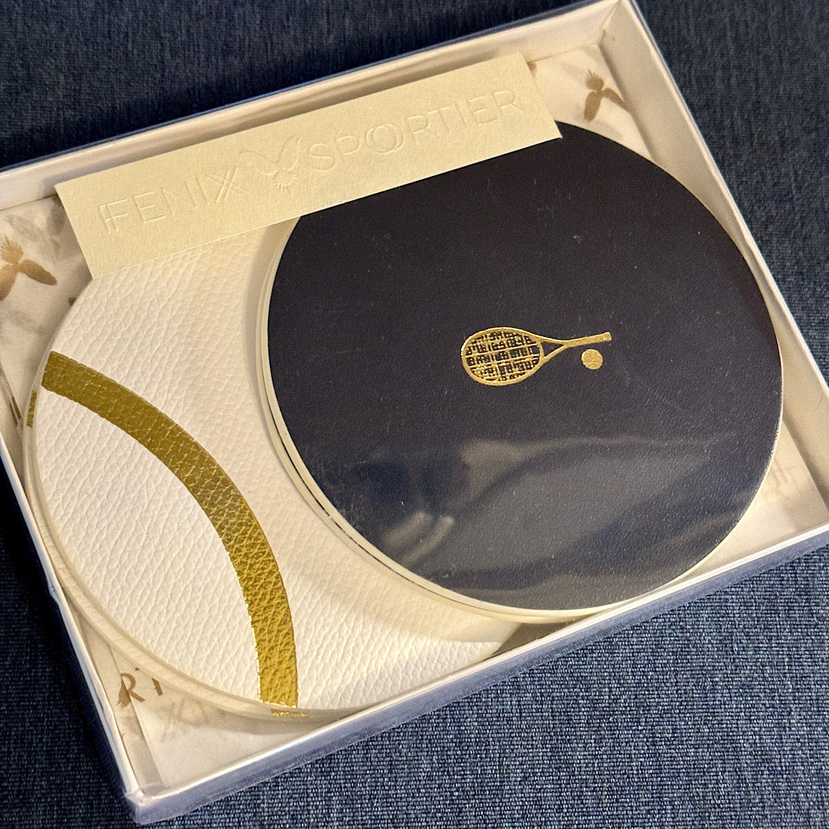 Serve in Style Coasters - White Tennis & Navy