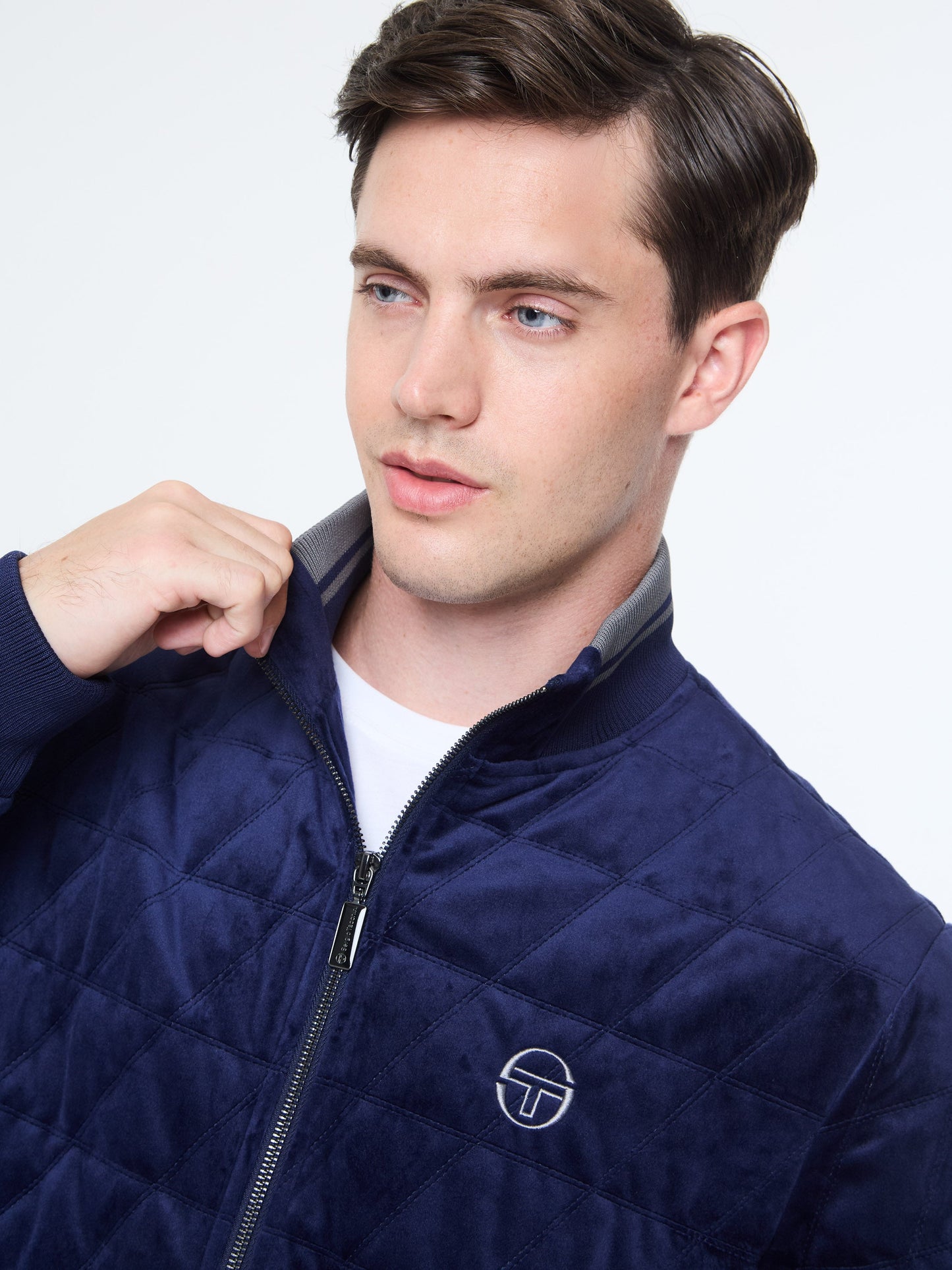 Redi Quilted Velour Bomber Jacket- Maritime Blue