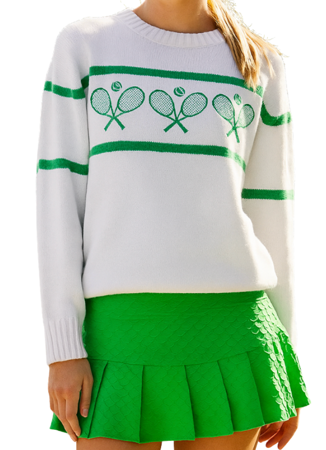 Tennis Racquets Sweater- Cream/Green
