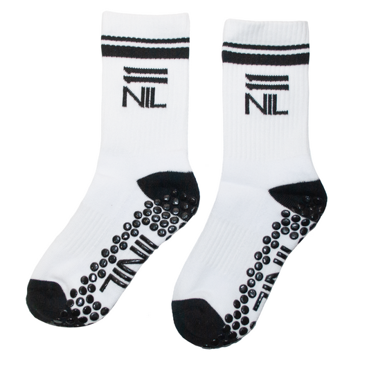 11NIL MID CREW GRIP STRIPE SOCKS - WHITE/BLACK