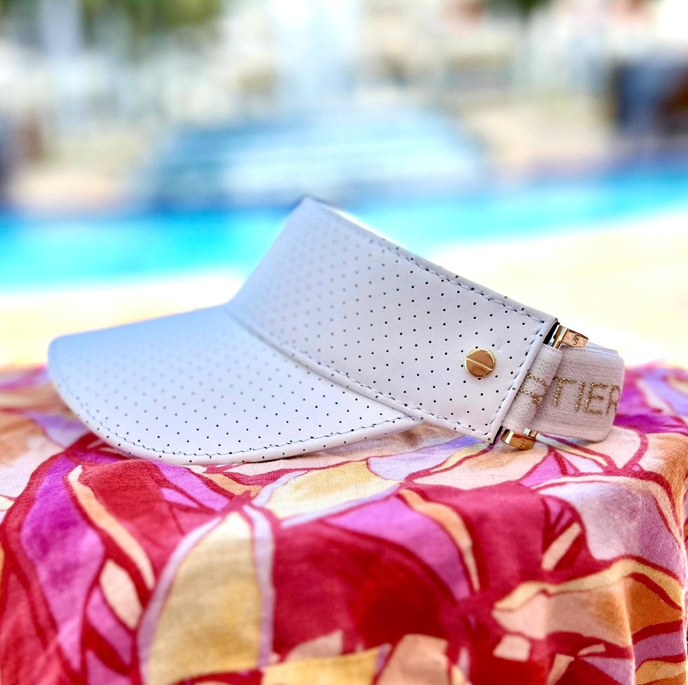 The Leather Visor - White & Gold