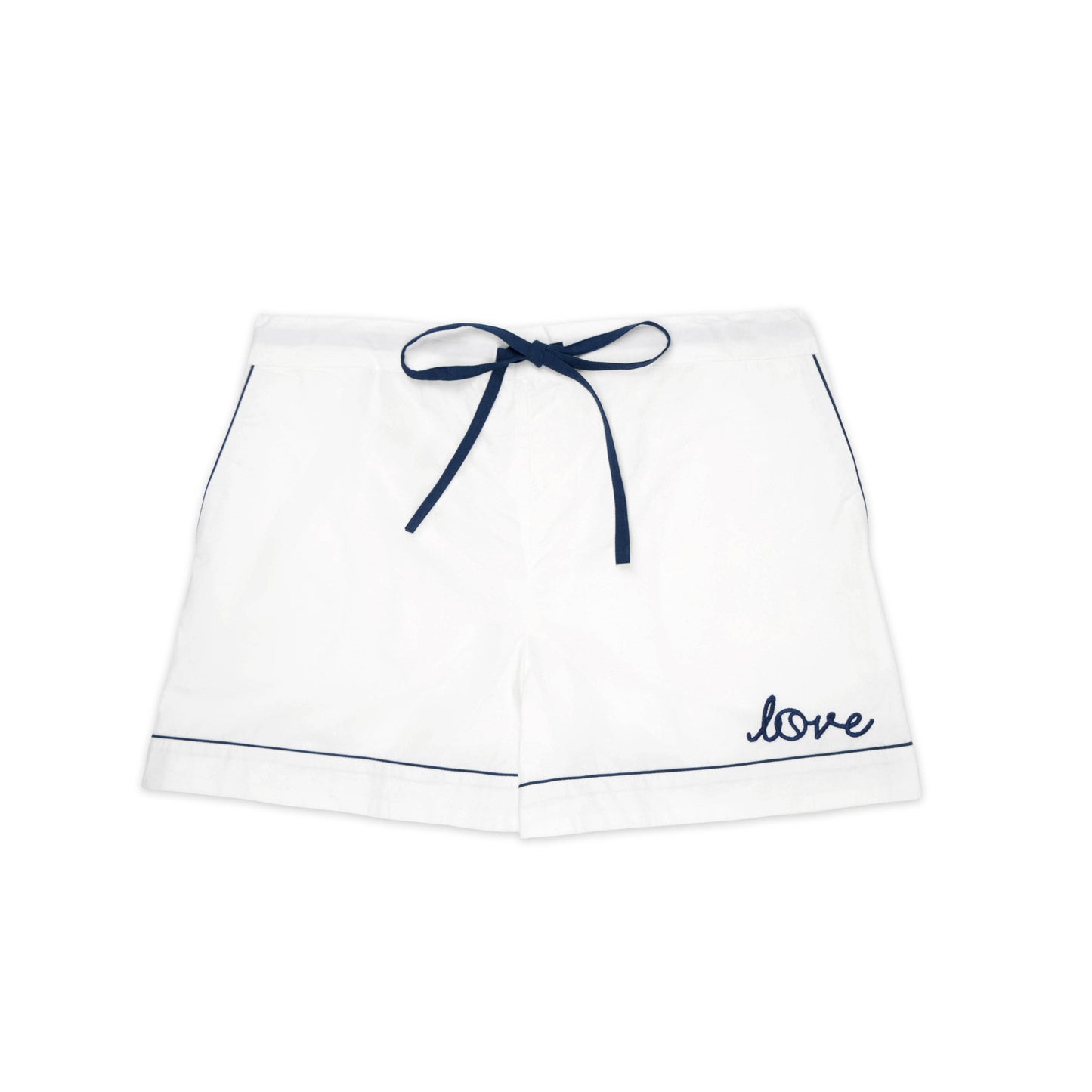Women's Short Pajama Set: Love Stitched White