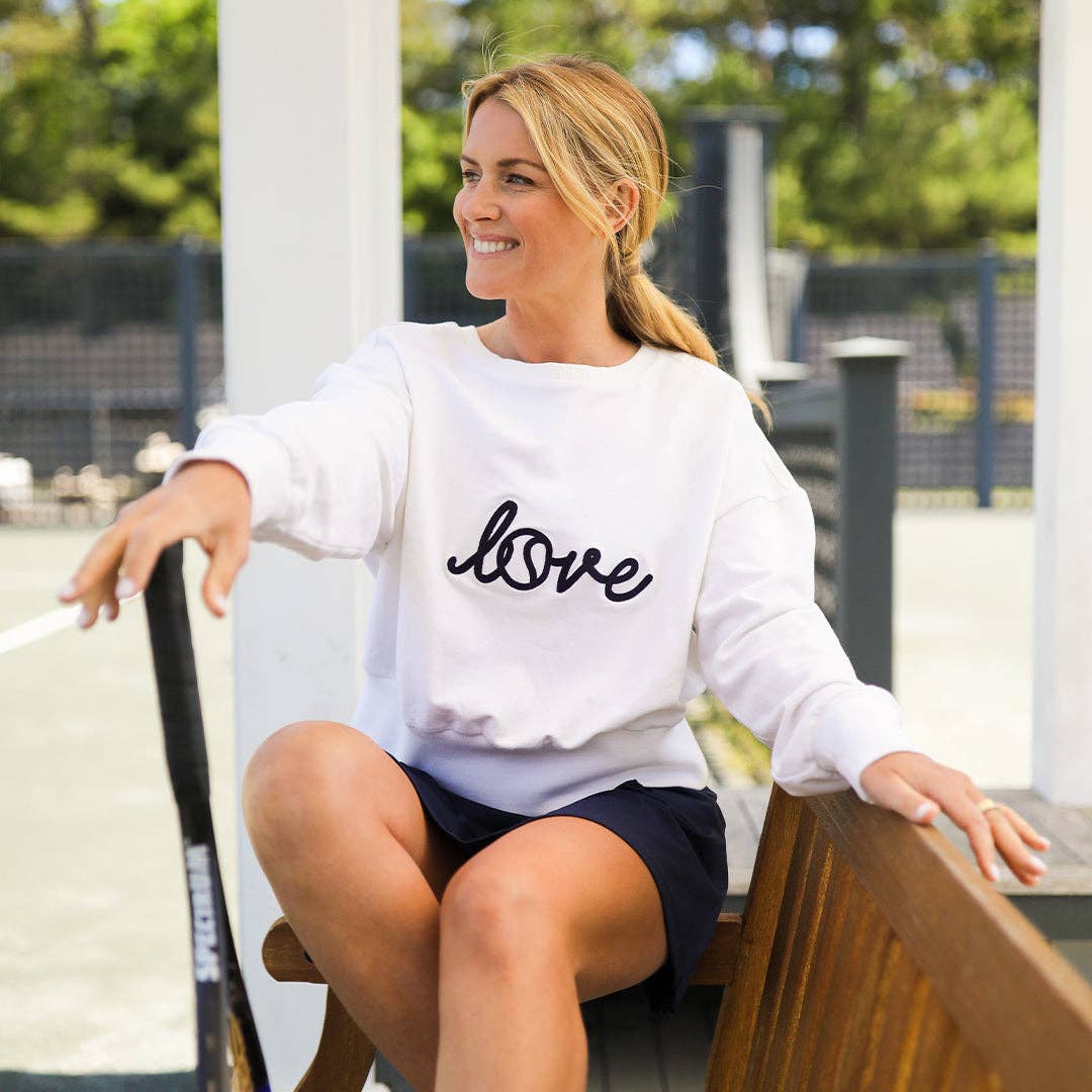 Women's Love All Sweatshirt: Love Stitched White