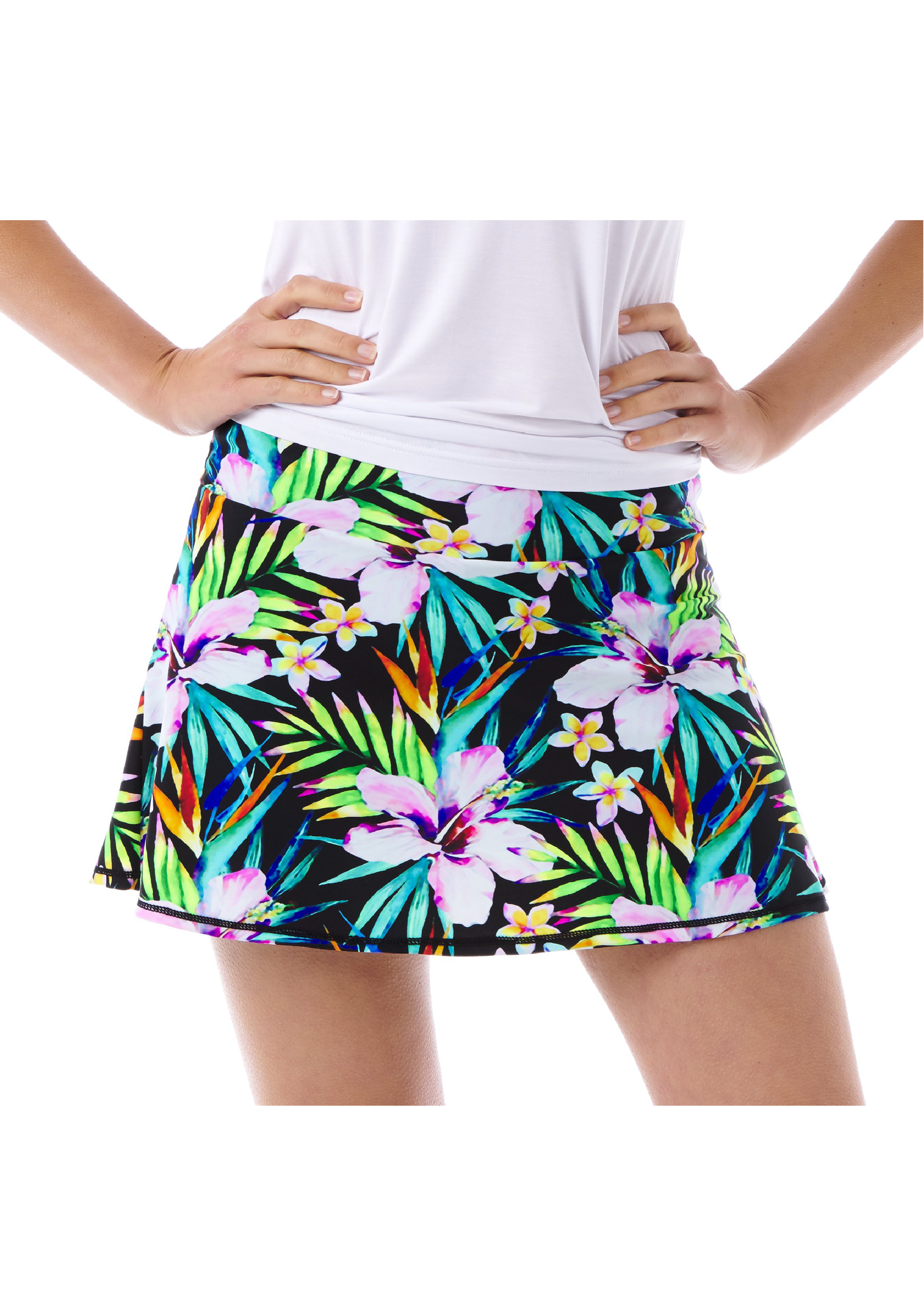 Tropical Black and Green Swing Skort
