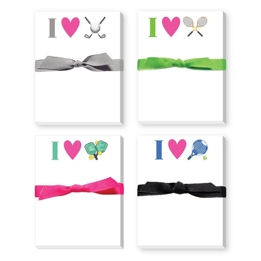 I LOVE PICKLEBALL, GOLF, TENNIS, PADDLE MINI NOTEPADS: GOLF