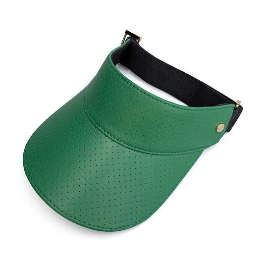 The Leather Visor - Court Green/Navy & Gold