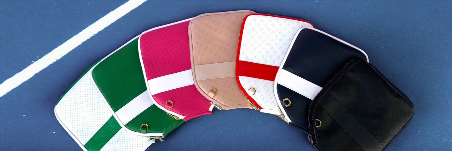 “The Addict” Leather Pickleball Bag - Blush/Gold