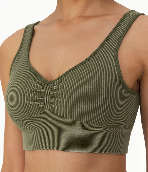 Halara Seamless Flow Medium Support Ruched Yoga Sports Bra