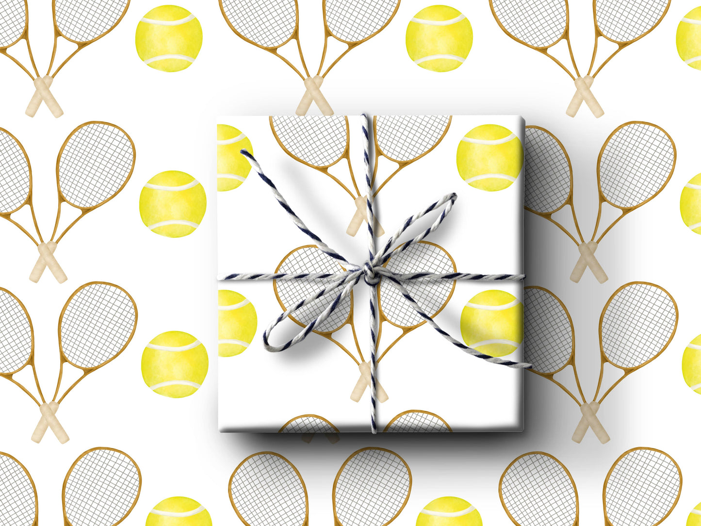 Tennis Wrapping Paper: 3 Sheets Rolled In Cello