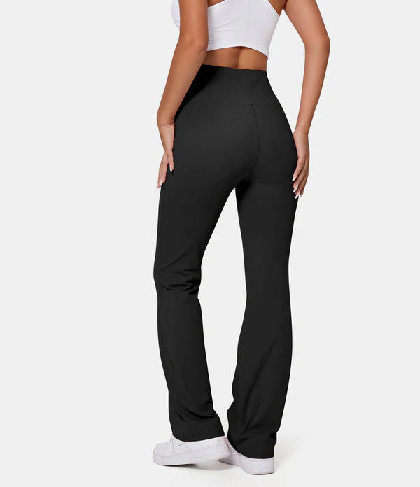 Halara High Wasted Back Pocket Plain Slight Flare Leggings