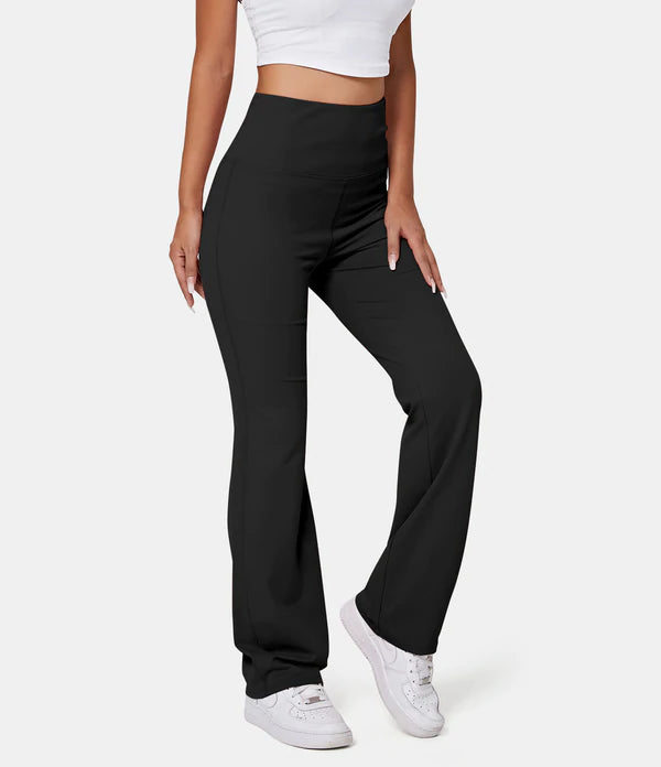 Halara High Wasted Back Pocket Plain Slight Flare Leggings