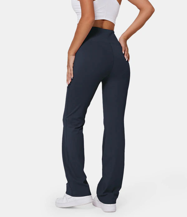 Halara High Wasted Back Pocket Plain Slight Flare Leggings