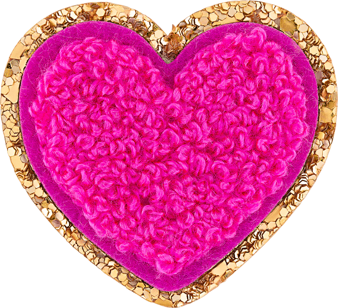 Fuchsia Mini Glitter Varsity Heart Patch