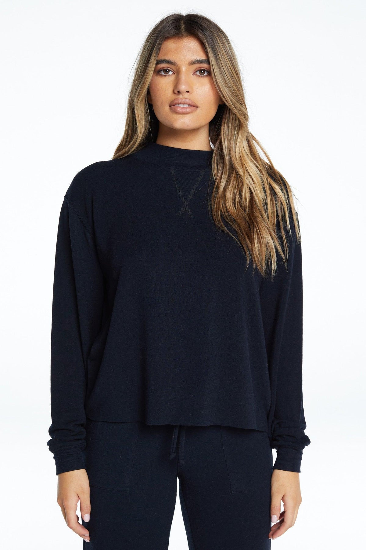 Year of Ours- Mock Neck Sweatshirt- Black