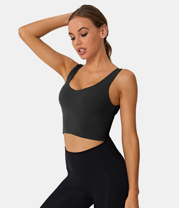 V-Back Crossover Workout Cropped Tank Top