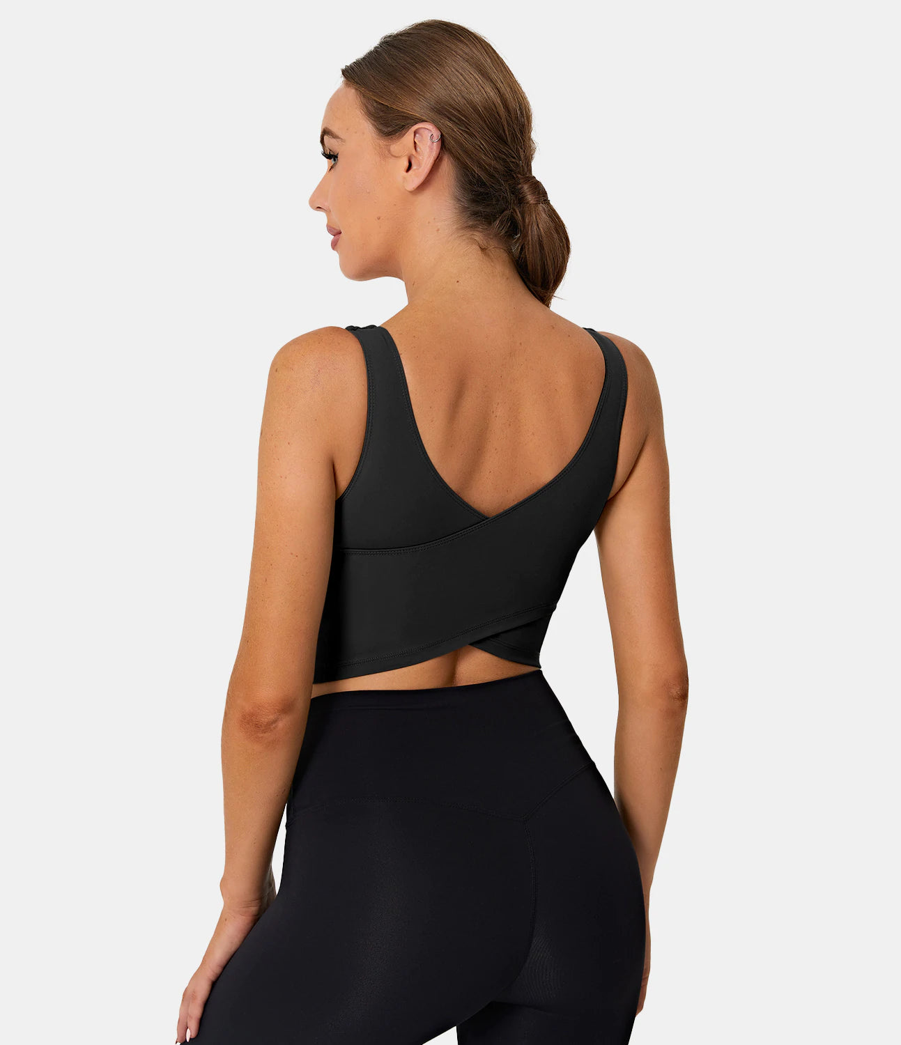 V-Back Crossover Workout Cropped Tank Top