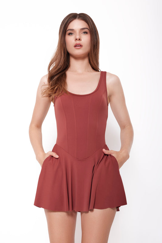HELSINKI SKATER DRESS - BRUN