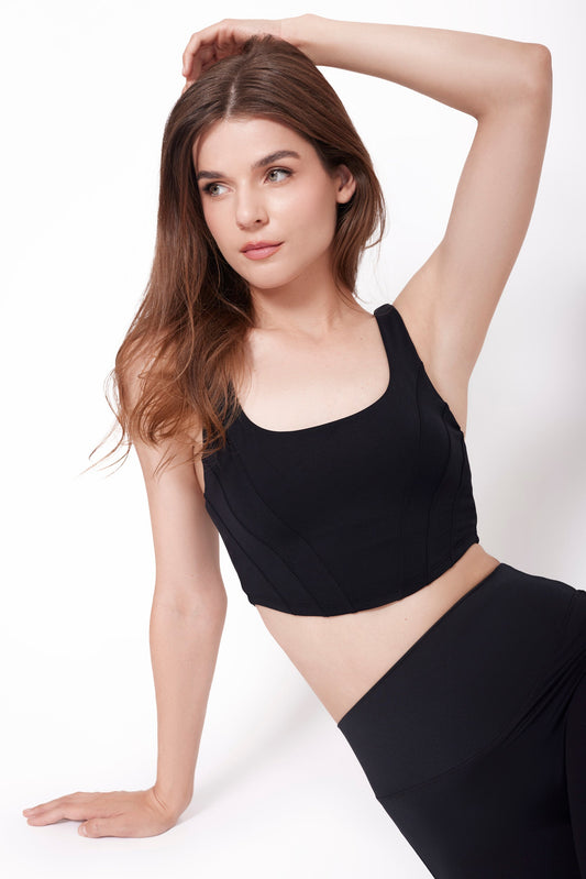 NYC CORSET TOP - SUEDETECH BLACK