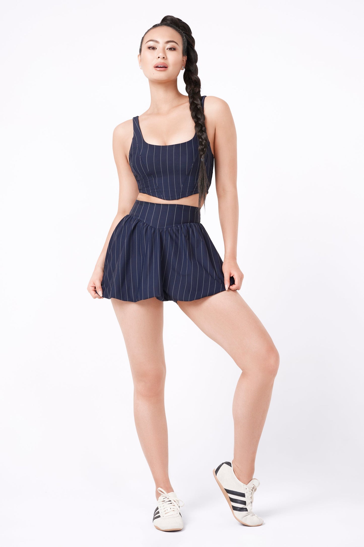 NYC CORSET TANK - NAVY STRIPE