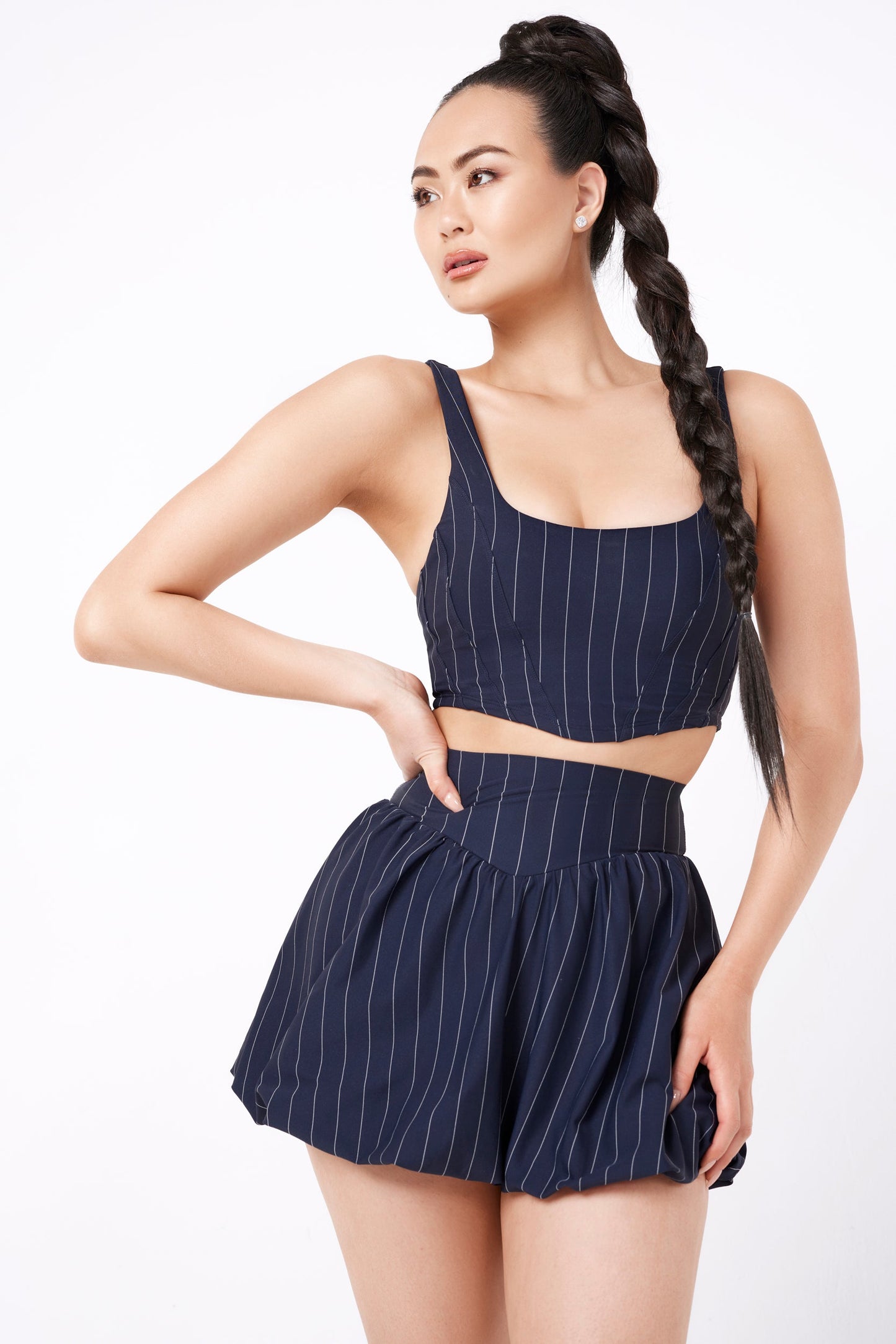 NYC CORSET TANK - NAVY STRIPE