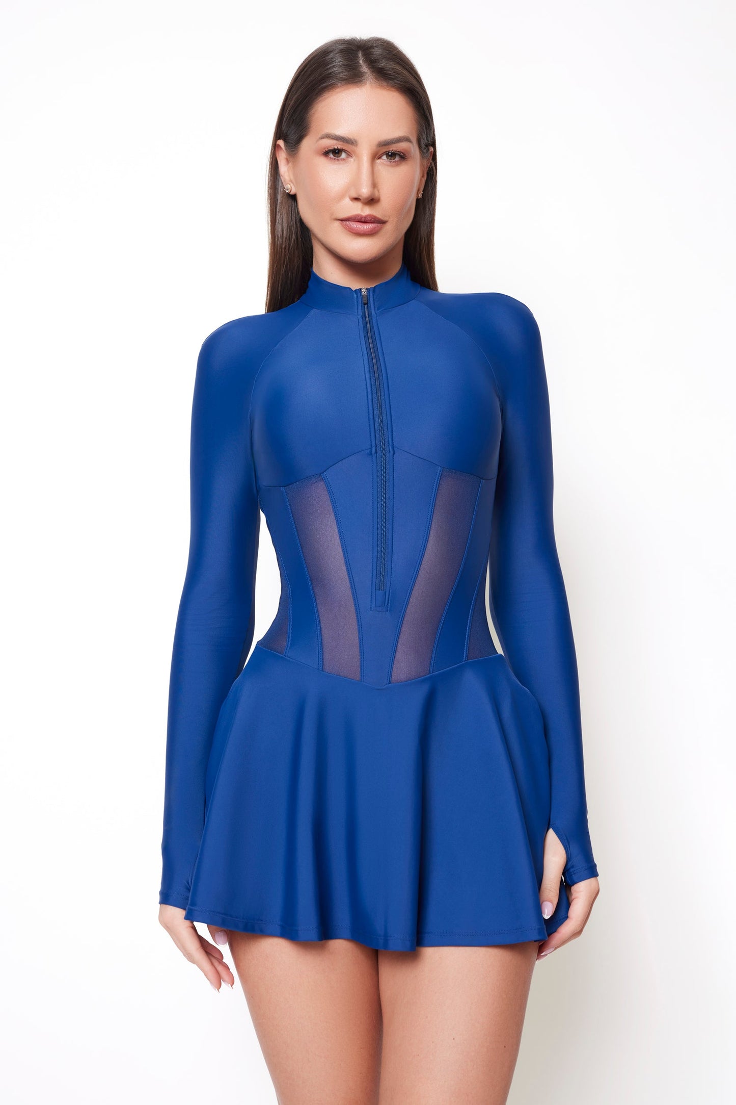LOS ANGELES LOW-ZIP CORSET DRESS - NAVY