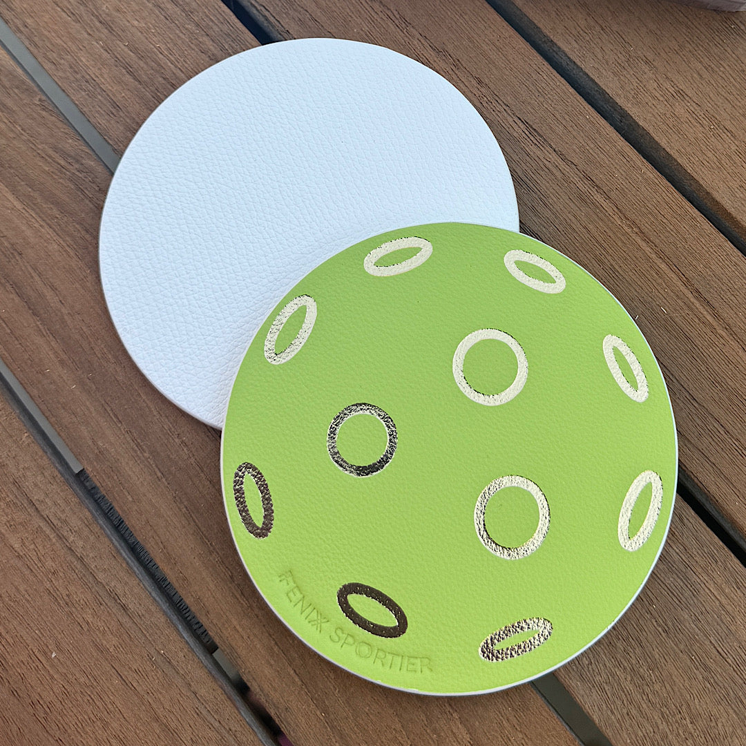 Serve in Style Coasters - Lime Pickleball & White