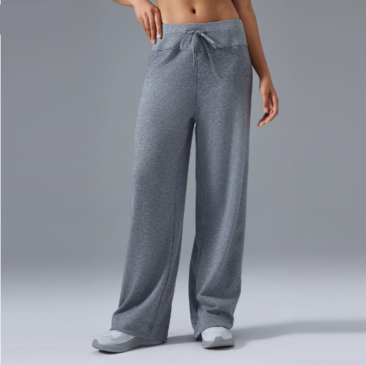 Casual Loose Wide Leg Sports Trousers Women High Waist Drawstring Drooping Slimming Fitness Pilates Yoga Pants