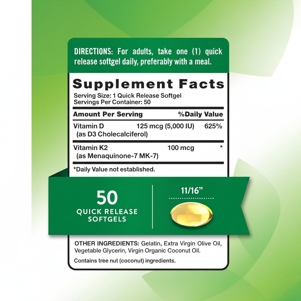 Nature's Truth Ulta  K2 D3  50 Quick Release Soft-gels