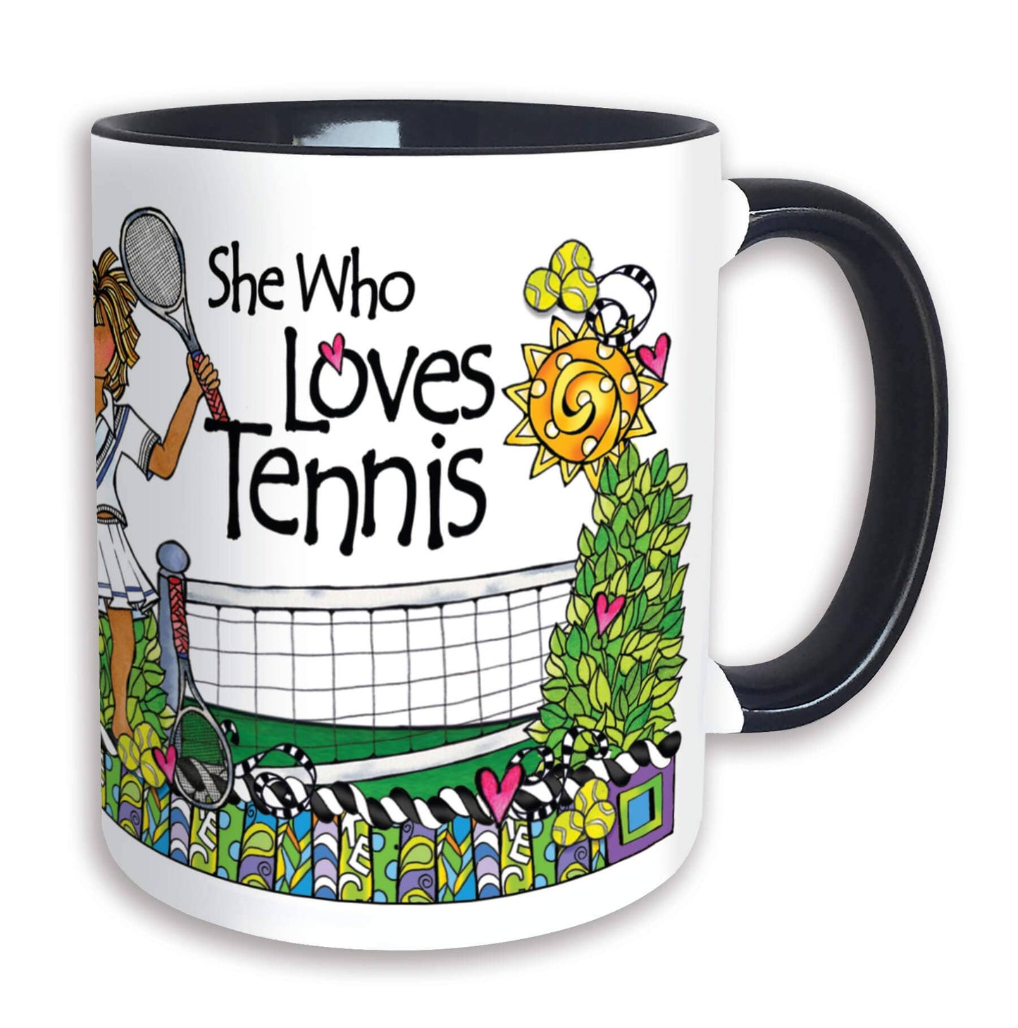 Tennis Ceramic Mug “She Who Loves Tennis”