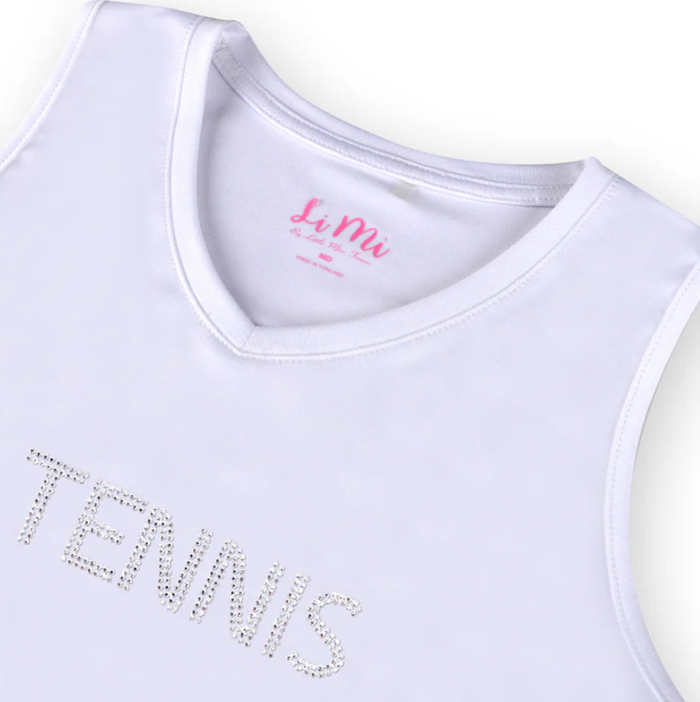 Little Miss Tennis Rose Cottage Courts Girls studded tennis tank