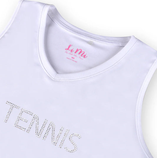 Little Miss Tennis Rose Cottage Courts Girls studded tennis tank