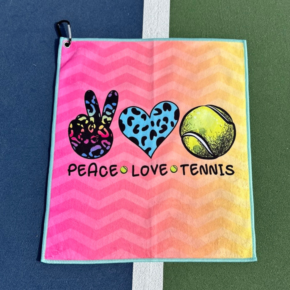 Peace Love Tennis Microfiber/Cotton Athletic Towel