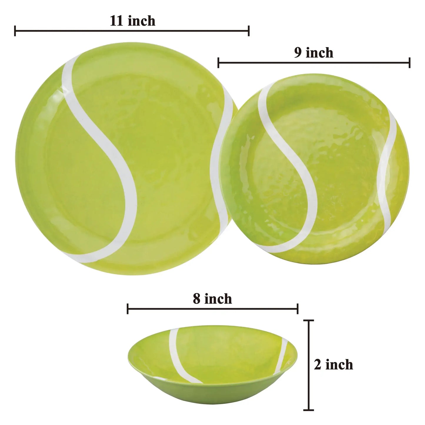12-Piece Melamine Tennis Dinnerware Set