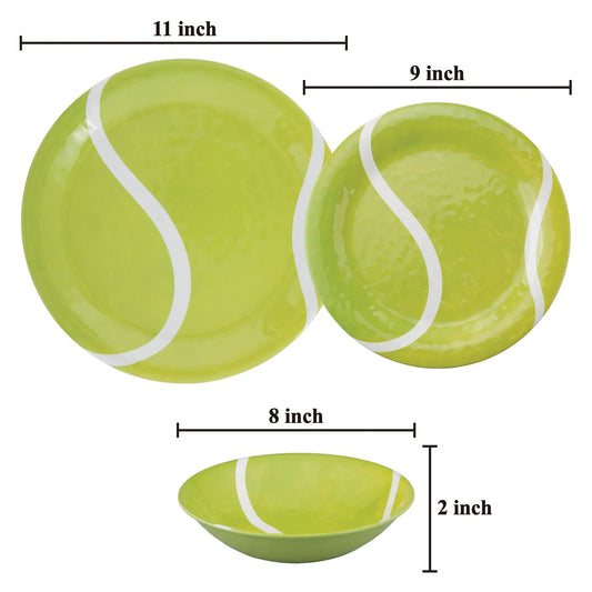 12-Piece Melamine Tennis Dinnerware Set