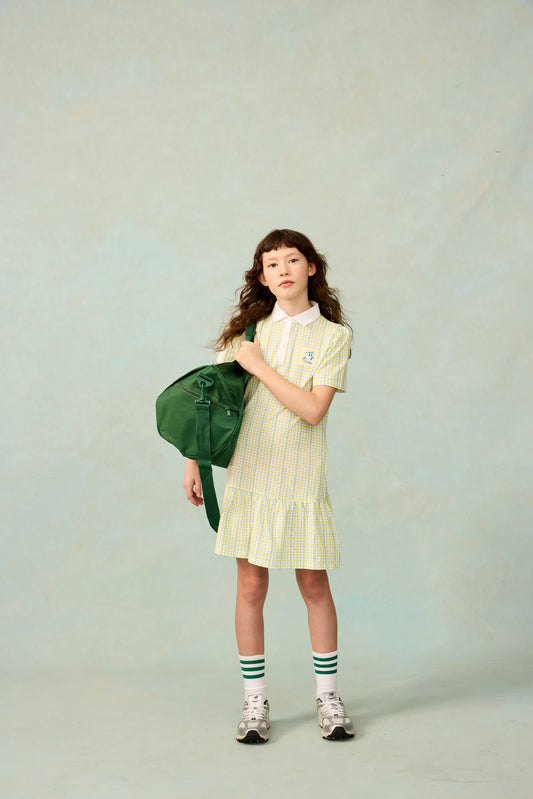 The Sunday Collective Play Polo Dress in Patch Plaid