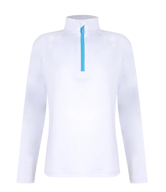 Little Miss Tennis - Moroccan Morning White Half-Zip Pullover