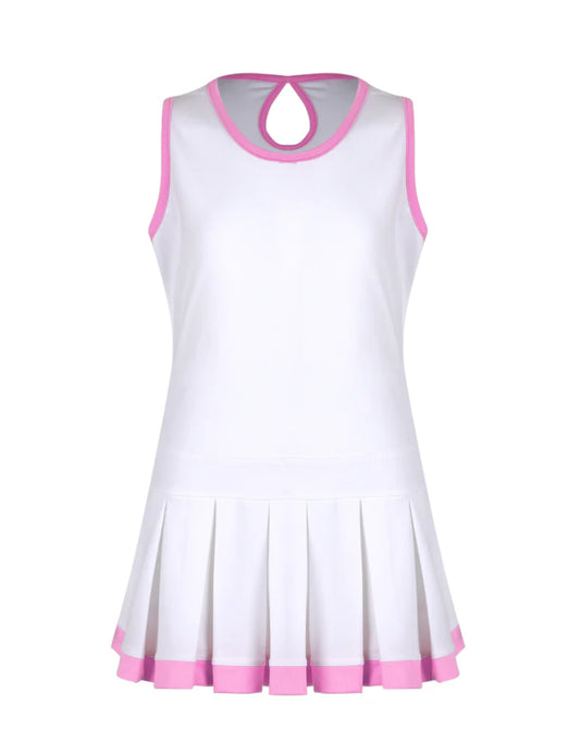 Little Miss Tennis Girls Rose Cottage Courts Pleated Keyhole Dress