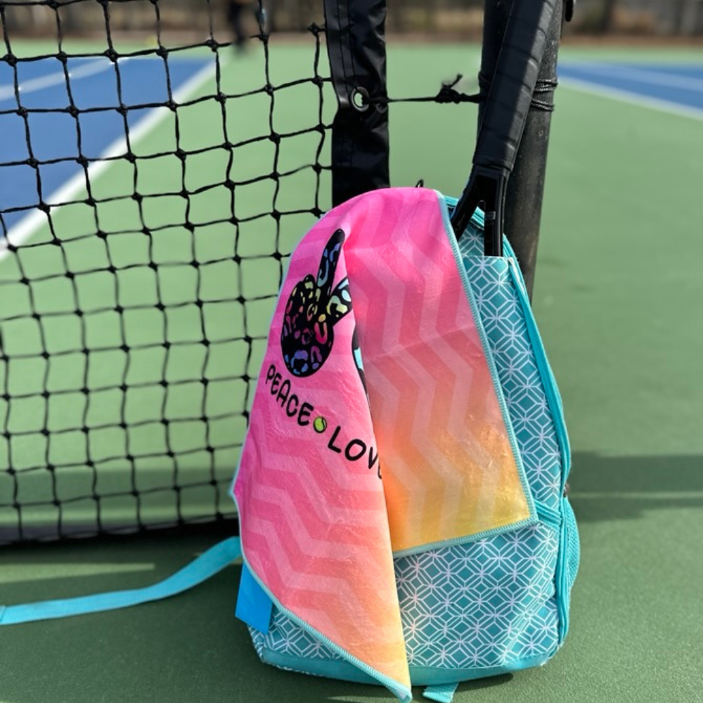 Peace Love Tennis Microfiber/Cotton Athletic Towel